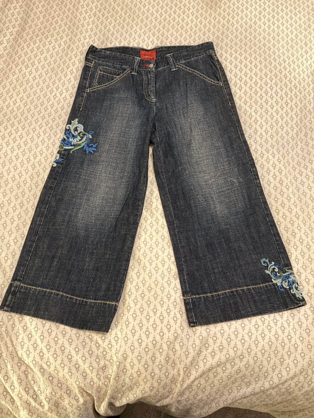 New w Tags ISDA & CO womans Denim capri wide leg 6 NWT MSRP $128.00 32" waist